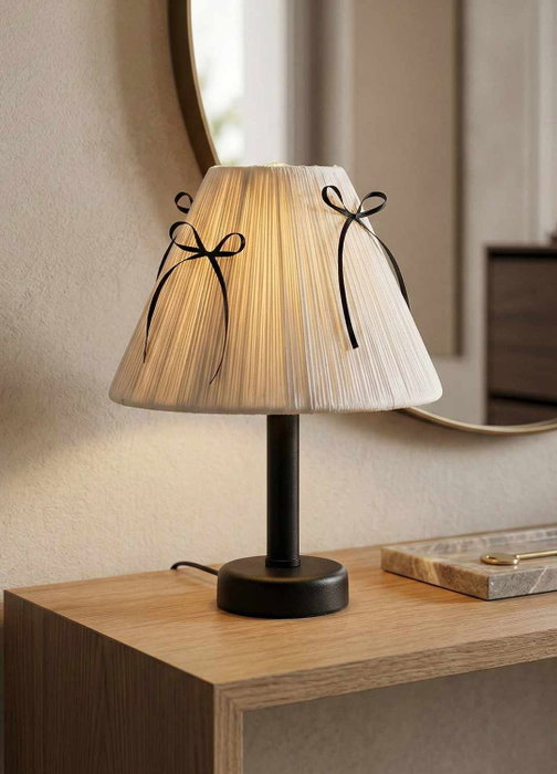 Opviq Lámpara de mesa ABJ0001 Crema y Negro